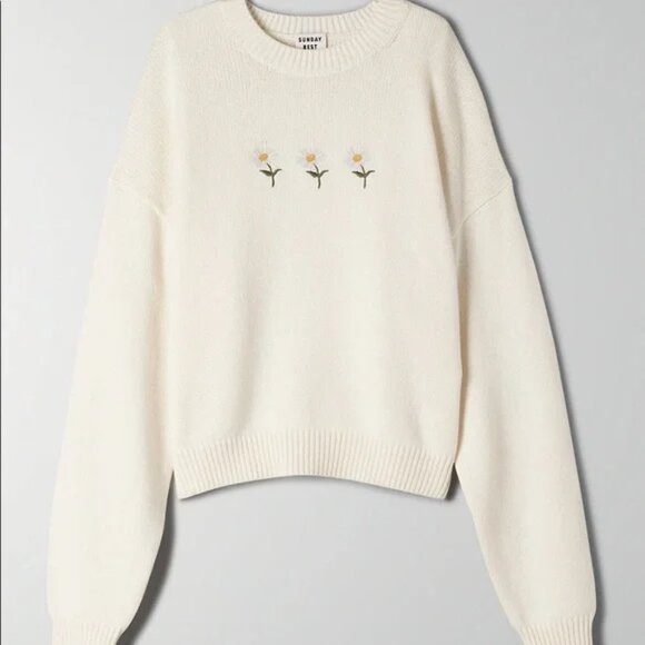 Aritzia Sunday Best Wool Daisy Dash Sweater Size Medium - Picture 3 of 9